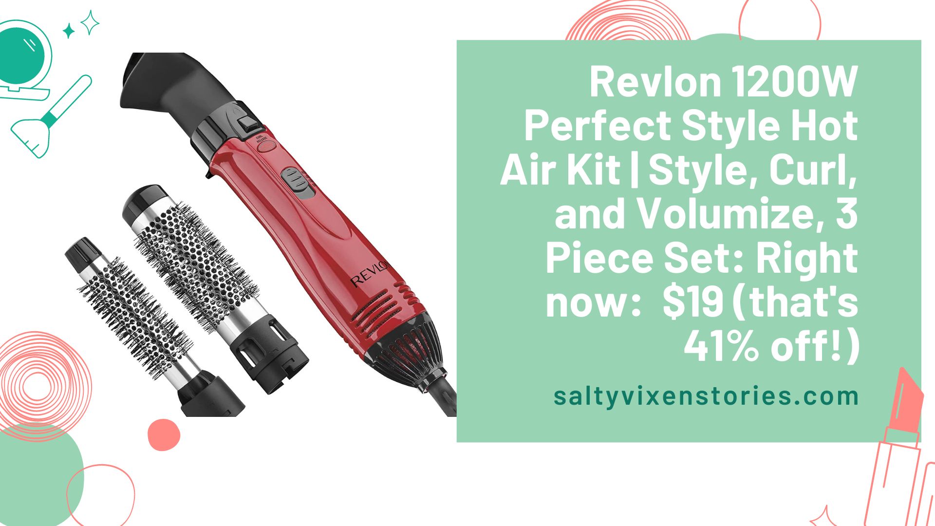 Revlon 1200W Perfect Style Hot Air Kit Style Curl And Volumize 3   Revlon Amazon Product Hair 