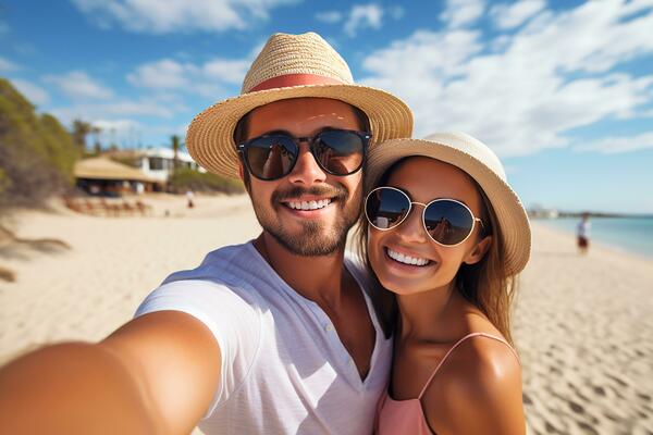 Happy couple on vacation